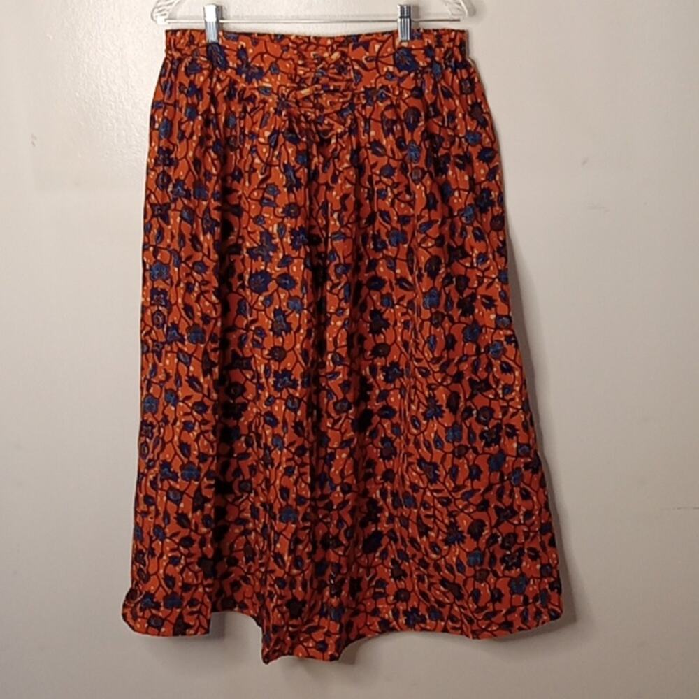 UNITI Casual Women's O/S Floral Orange and Blue Women's Skirt.Flowy, Feminine,